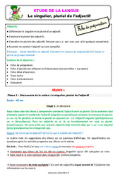 Le singulier, pluriel de l’adjectif - Étude de la langue - Séquence - Fiche de préparation : Primaire 2 - PDF à imprimer