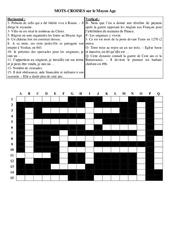 Mots croisés sur le Moyen âge - Exercices : Primaire 4 - PDF à imprimer