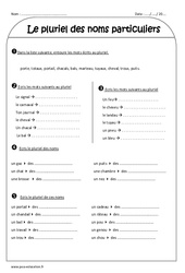 Pluriel des noms particuliers - Exercices corrigés : Primaire 3 - PDF à imprimer