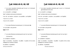 Noms en [é], [té], [tié] - Cours, Leçon : Primaire 5 - PDF à imprimer