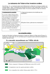 La naissance de l'islam et l'invasion arabe - Exercices - Moyen Age - : Primaire 4 - PDF à imprimer