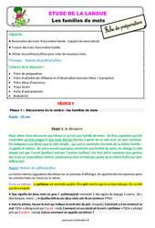 Les familles de mots - Étude de la langue - Séquence - Fiche de préparation : Primaire 2 - PDF à imprimer