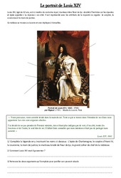 Portrait de Louis XIV - Exercices - Les temps Modernes : Primaire 4 - PDF à imprimer