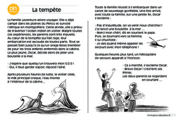 La tempête - Lecture compréhension - Histoire illustrée - Niveau 3 : Primaire 2 - PDF à imprimer