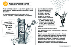 Au cœur de la forêt - Lecture compréhension - Histoire illustrée - Niveau 3 : Primaire 2 - PDF à imprimer