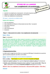 Les compléments circonstanciels - Étude de la langue - Séquence - Fiche de préparation : Primaire 3 - PDF à imprimer