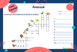 Animaux - Mot étiquette - Voca’ fléchés : Primaire 2, 3 - PDF à imprimer