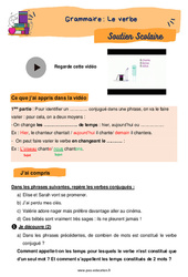 Le verbe - Soutien scolaire pour les élèves en difficulté. : Primaire 4 - PDF à imprimer