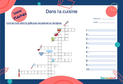 Dans la cuisine - Mot étiquette - Voca’ fléchés : Primaire 2, 3 - PDF à imprimer