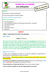 Les antonymes - Étude de la langue - Séquence - Fiche de préparation : Primaire 3 - PDF à imprimer
