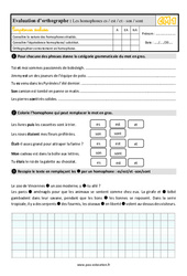 Les homophones - Fiches et /es /est - son/sont - Évaluation, bilan : Primaire 4 - PDF à imprimer