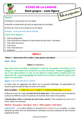 Sens propre - sens figuré - Étude de la langue - Séquence - Fiche de préparation : Primaire 3 - PDF à imprimer