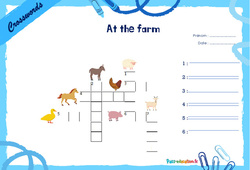 At the farm - Mots fléchés - Lexique / vocabulaire - Crosswords : Primaire 2, 3 - PDF à imprimer