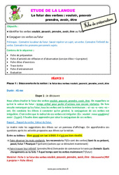 Le futur des verbes - Fiches vouloir, pouvoir prendre, avoir, être - Étude de la langue - Séquence - Fiche de préparation : Primaire 3 - PDF à imprimer