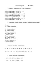 Pair et Impair - Exercices : Primaire 3 - PDF à imprimer