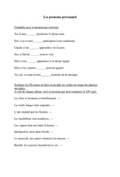 Pronoms personnels - Exercices  : Primaire 3 - PDF à imprimer