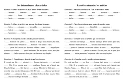 Déterminants - Articles - Exercices  : Primaire 3 - PDF à imprimer