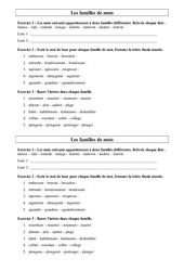 Familles de mots - Exercices - Vocabulaire : Primaire 3 - PDF à imprimer