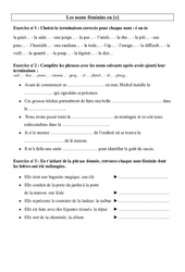 Noms féminins en é - Exercices  : Primaire 3 - PDF à imprimer