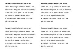 Mots avec m ou n - Exercices - Orthographe : Primaire 3 - PDF à imprimer