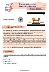 Les mesures de masse - Soutien scolaire pour les élèves en difficulté. : Primaire 5 - PDF à imprimer