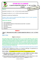 Le passé composé des verbes en - ir, - oir ; - re / être et avoir - Étude de la langue - Séquence - Fiche de préparation : Primaire 3 - PDF à imprimer
