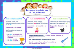 Les noms terminés par - é / er, - té et - tié - Affiche de classe : Primaire 4, 5 - PDF à imprimer
