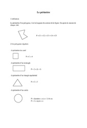 Périmètre - Exercices - Mesures : Primaire 5 - PDF à imprimer