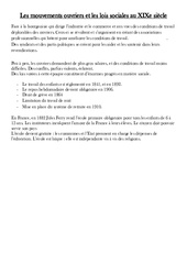 Mouvements ouvriers et les lois sociales au XIXe siècle - La révolution industrielle - Cours, Leçon - : Primaire 5 - PDF à imprimer