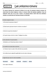Les poissons - clowns - Dictée accompagnée n°25 : Primaire 3 - PDF à imprimer