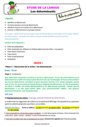 Les déterminants - Étude de la langue - Séquence - Fiche de préparation : Primaire 3 - PDF à imprimer