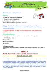Les unités de mesure de durées - Séquence - Fiche de préparation : Primaire 2 - PDF à imprimer