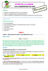 Les compléments du nom - Étude de la langue - Séquence - Fiche de préparation : Primaire 3 - PDF à imprimer