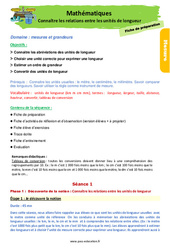 Connaître les relations entre les unités de longueur - Fiche de préparation : Primaire 2 - PDF à imprimer