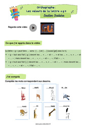 Les valeurs de la lettre « g » - Soutien scolaire pour les élèves en difficulté. : Primaire 3 - PDF à imprimer