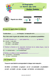 Le féminin des noms - Soutien scolaire pour les élèves en difficulté. : Primaire 4 - PDF à imprimer