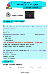 Les contraires = antonymes - Soutien scolaire pour les élèves en difficulté. : Primaire 4 - PDF à imprimer