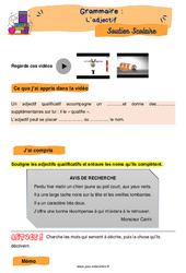 L’adjectif - Soutien scolaire pour les élèves en difficulté : Primaire 3 - PDF à imprimer