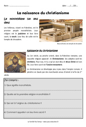 Naissance du christianisme - Exercices - Antiquité : Primaire 3 - PDF à imprimer