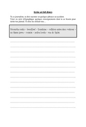 Ecrire un fait divers - Ecriture : Primaire 4, 5 - PDF à imprimer