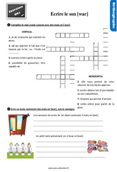 Écrire le son [war] - Exercices, révisions : Primaire 4 - PDF à imprimer