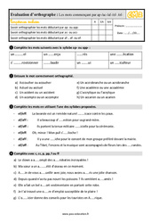 Les mots commençant par ac, ap, af, ef, et of au  - Évaluation, bilan : Primaire 5 - PDF à imprimer