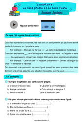 Le sens propre et le sens figuré - Soutien scolaire pour les élèves en difficulté. : Primaire 2 - PDF à imprimer