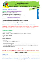 Identifier et tracer des quadrilatères - Fiches le rectangle et le carré - Séquence - Fiche de préparation : Primaire 2 - PDF à imprimer