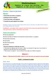 Repérer et tracer des droites, des segments et des points alignés - Séquence - Fiche de préparation : Primaire 2 - PDF à imprimer