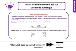 Placer les nombres de 0 à 999 sur la droite numérique - Cours, Leçon, trace écrite : Primaire 2 - PDF à imprimer