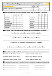 Les valeurs sonores de la lettre c - Évaluation, bilan : Primaire 4 - PDF à imprimer