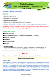 Les contenances - Fiches connaître le litre - Séquence - Fiche de préparation : Primaire 2 - PDF à imprimer