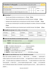 Les noms féminins se terminant par les sons [é], [té] et [tié] - Évaluation, bilan : Primaire 5 - PDF à imprimer
