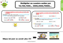 Multiplier un nombre entier par 10,100,1000… 2000,4000,70000… - Cours, Leçon, trace écrite : Primaire 5 - PDF à imprimer